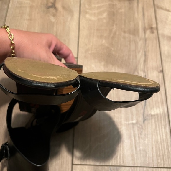 Hot Kiss Black Chunky Platform Heels with Ankle Strap Size 10 - Picture 5 of 9